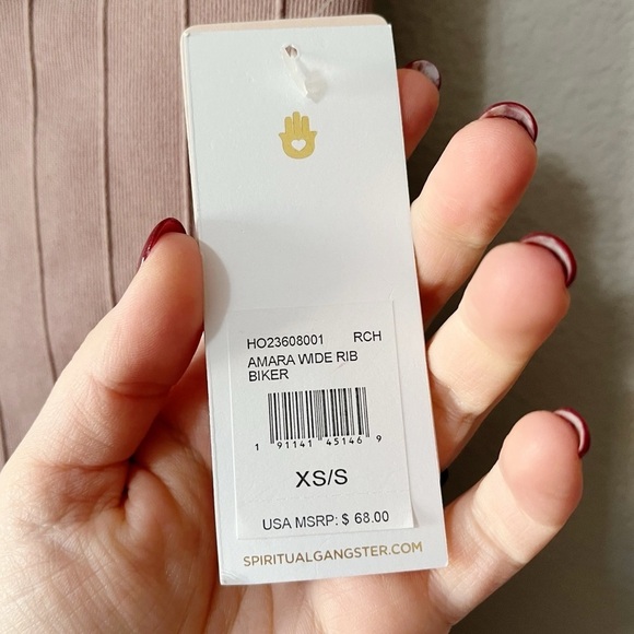 Spiritual Gangster Amara Wide Rib Biker Short Rich Mauve Size XS/Small NEW - Picture 10 of 11